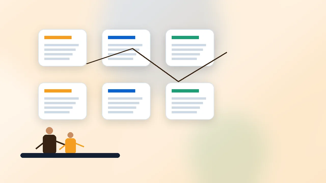 B2B SEO content cluster strategy board with service pages and articles